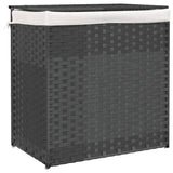 vidaXL Laundry Basket with 2 Compartments 53x35x57 cm Poly Rattan