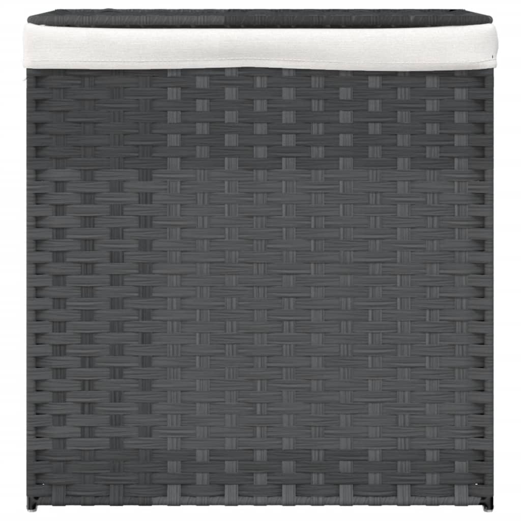 vidaXL Laundry Basket with 2 Compartments 53x35x57 cm Poly Rattan