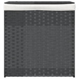 vidaXL Laundry Basket with 2 Compartments 53x35x57 cm Poly Rattan