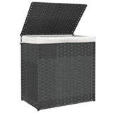 vidaXL Laundry Basket with 2 Compartments 53x35x57 cm Poly Rattan