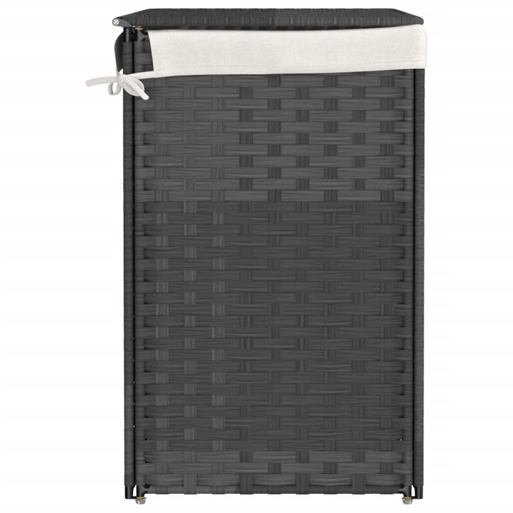 vidaXL Laundry Basket with 2 Compartments 53x35x57 cm Poly Rattan