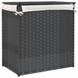 vidaXL Laundry Basket with 2 Compartments 53x35x57 cm Poly Rattan