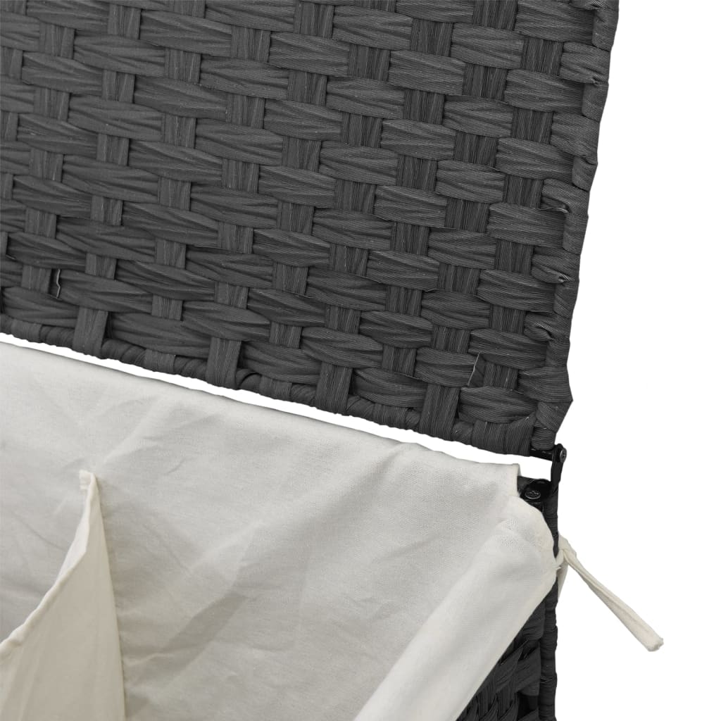 vidaXL Laundry Basket with 2 Compartments 53x35x57 cm Poly Rattan