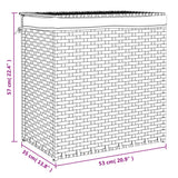 vidaXL Laundry Basket with 2 Compartments 53x35x57 cm Poly Rattan