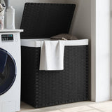 vidaXL Laundry Basket with 2 Compartments 53x35x57 cm Poly Rattan