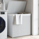 vidaXL Laundry Basket with 2 Compartments 53x35x57 cm Poly Rattan