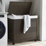 vidaXL Wasmand op wielen 60x35x60,5 cm rattan