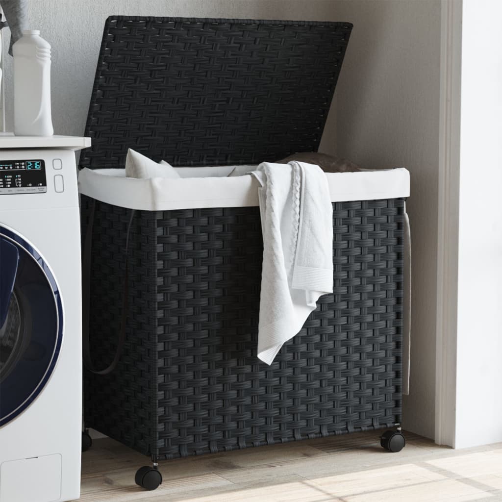 vidaXL Wasmand op wielen 60x35x60,5 cm rattan