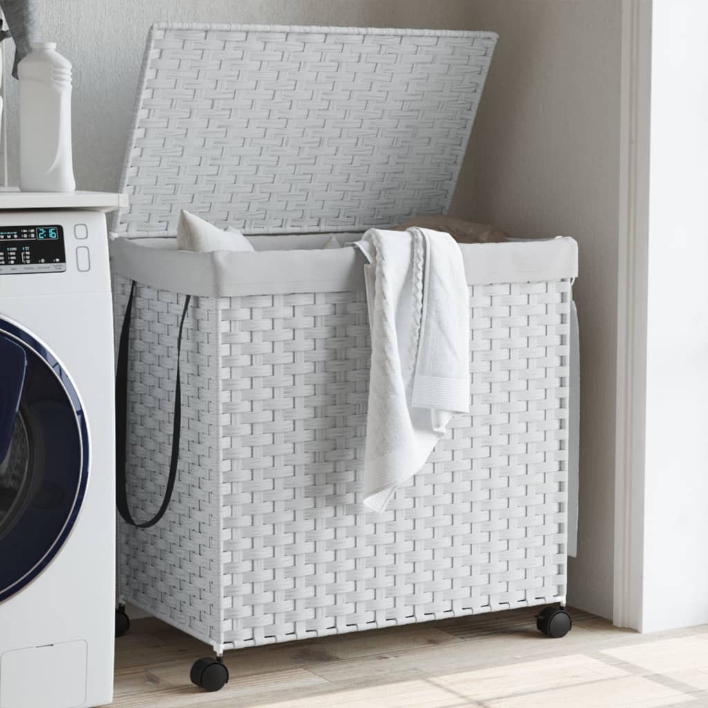 vidaXL Wasmand op wielen 60x35x60,5 cm rattan
