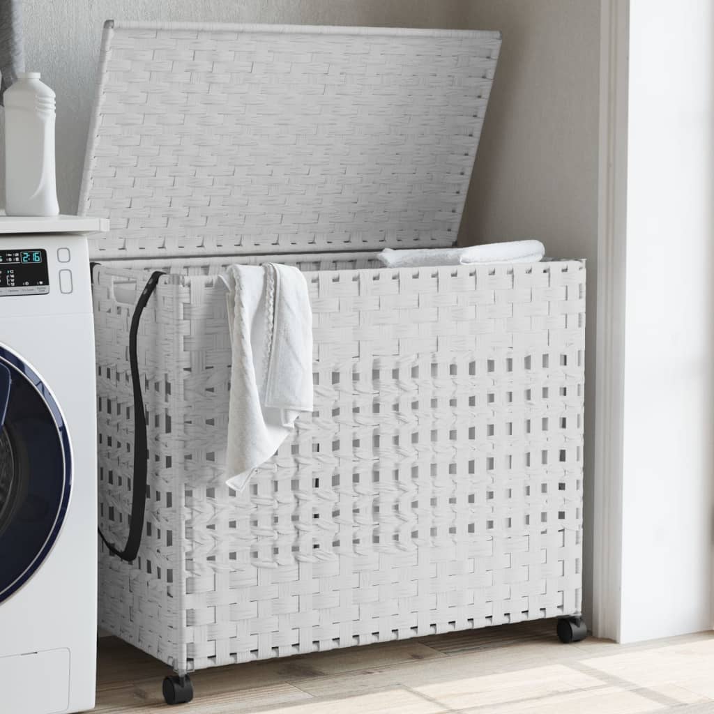vidaXL Wasmand op wielen 66x35x60 cm rattan