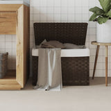 vidaXL Laundry Basket with Lid 55.5x35x34 cm Poly Rattan