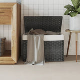vidaXL Laundry Basket with Lid 55.5x35x34 cm Poly Rattan
