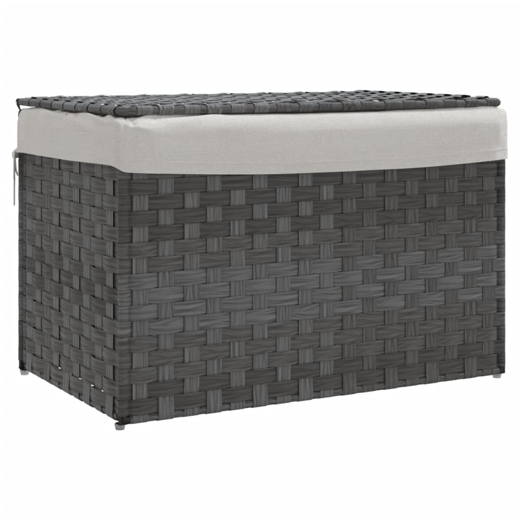 vidaXL Laundry Basket with Lid 55.5x35x34 cm Poly Rattan
