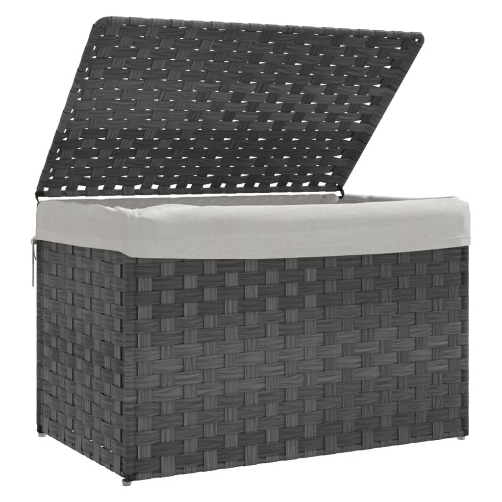 vidaXL Laundry Basket with Lid 55.5x35x34 cm Poly Rattan