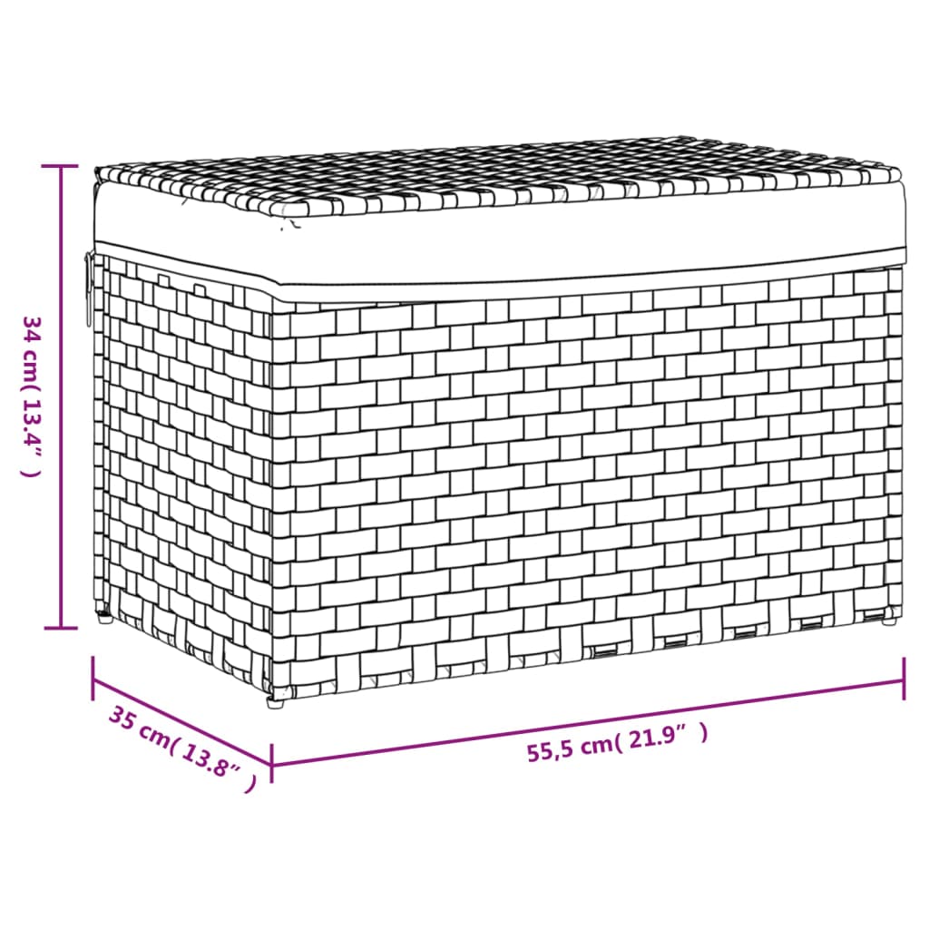 vidaXL Laundry Basket with Lid 55.5x35x34 cm Poly Rattan