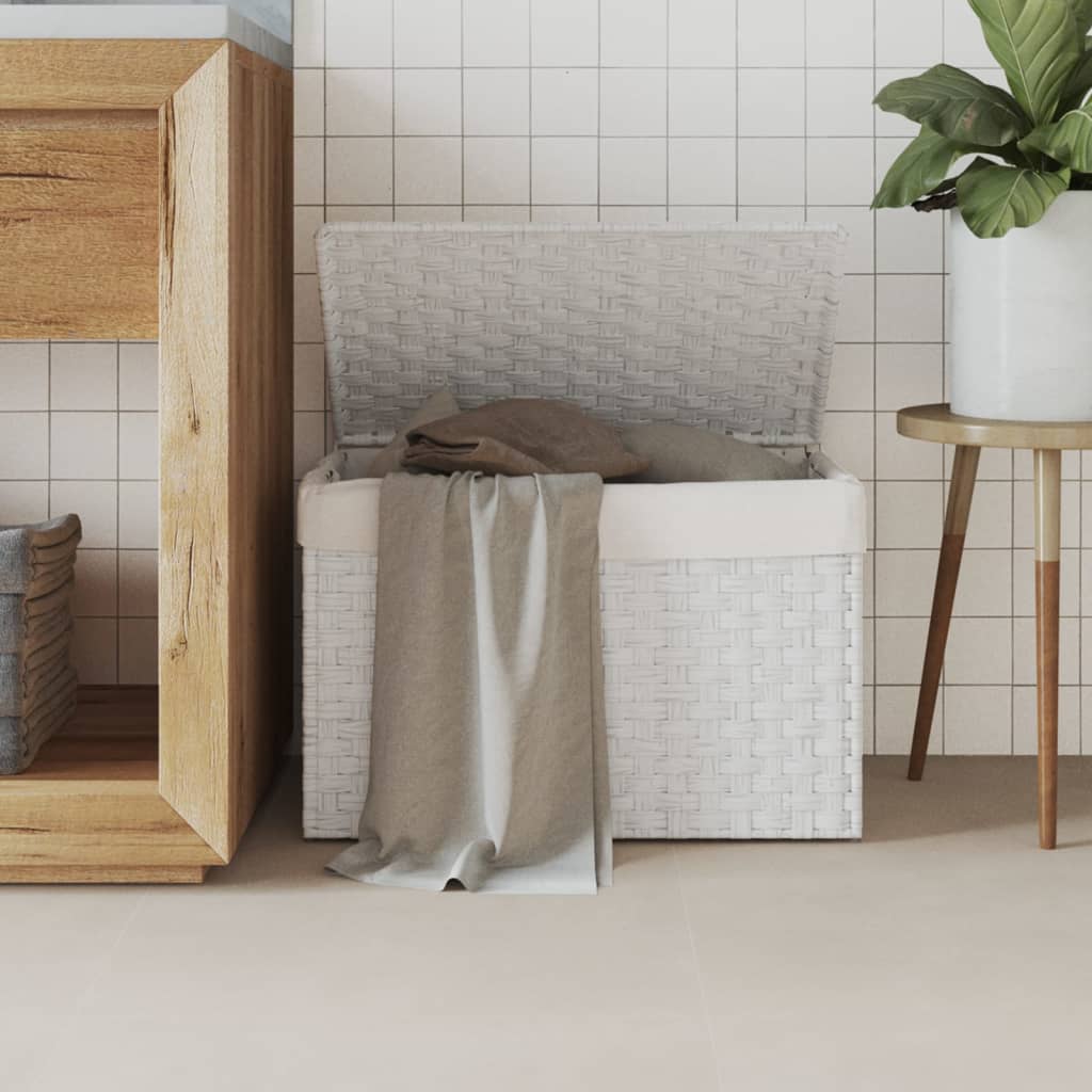 vidaXL Laundry Basket with Lid 55.5x35x34 cm Poly Rattan