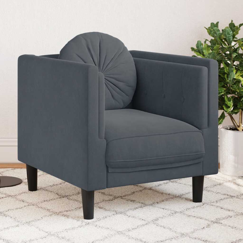 vidaXL Fauteuil met kussen fluweel lichtgrijs