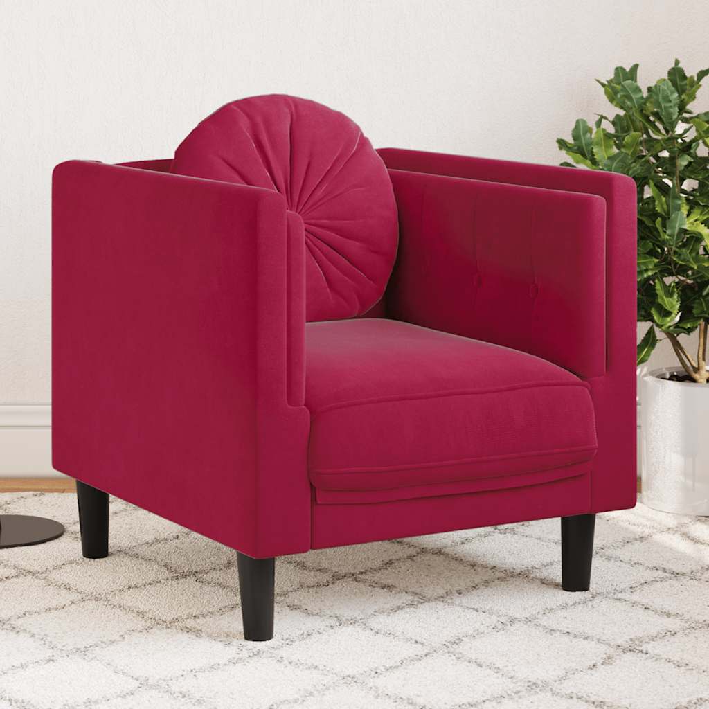 vidaXL Fauteuil met kussen fluweel lichtgrijs