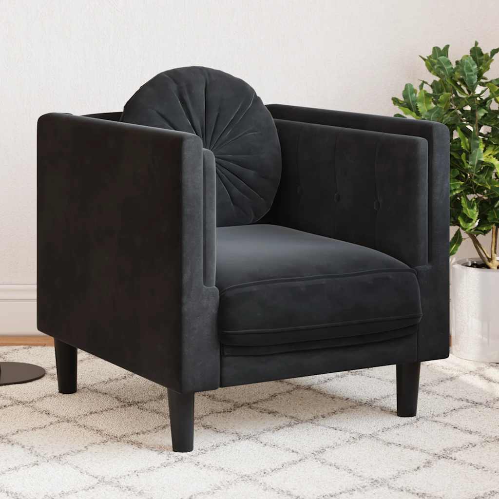 vidaXL Fauteuil met kussen fluweel lichtgrijs
