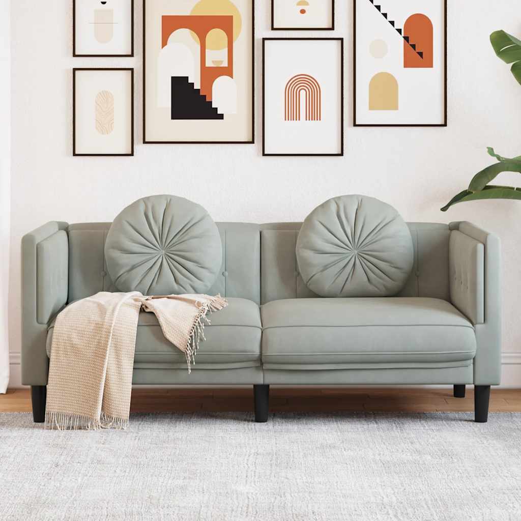 vidaXL Fauteuil met kussen fluweel lichtgrijs