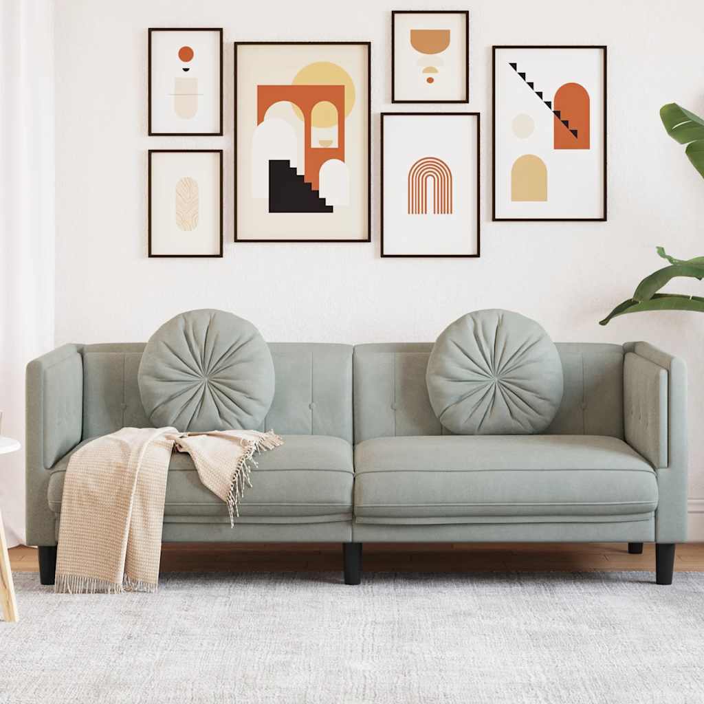 vidaXL Fauteuil met kussen fluweel lichtgrijs