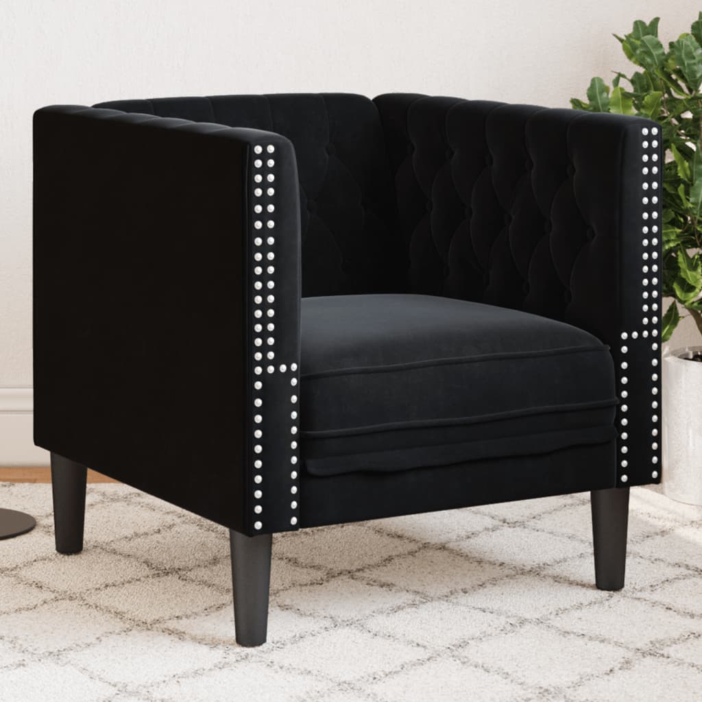 vidaXL Fauteuil Chesterfield-stijl fluweel lichtgrijs