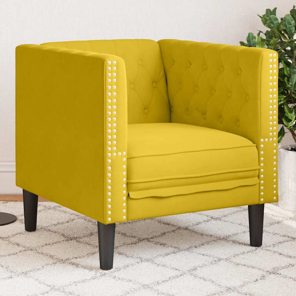 vidaXL Fauteuil Chesterfield-stijl fluweel lichtgrijs