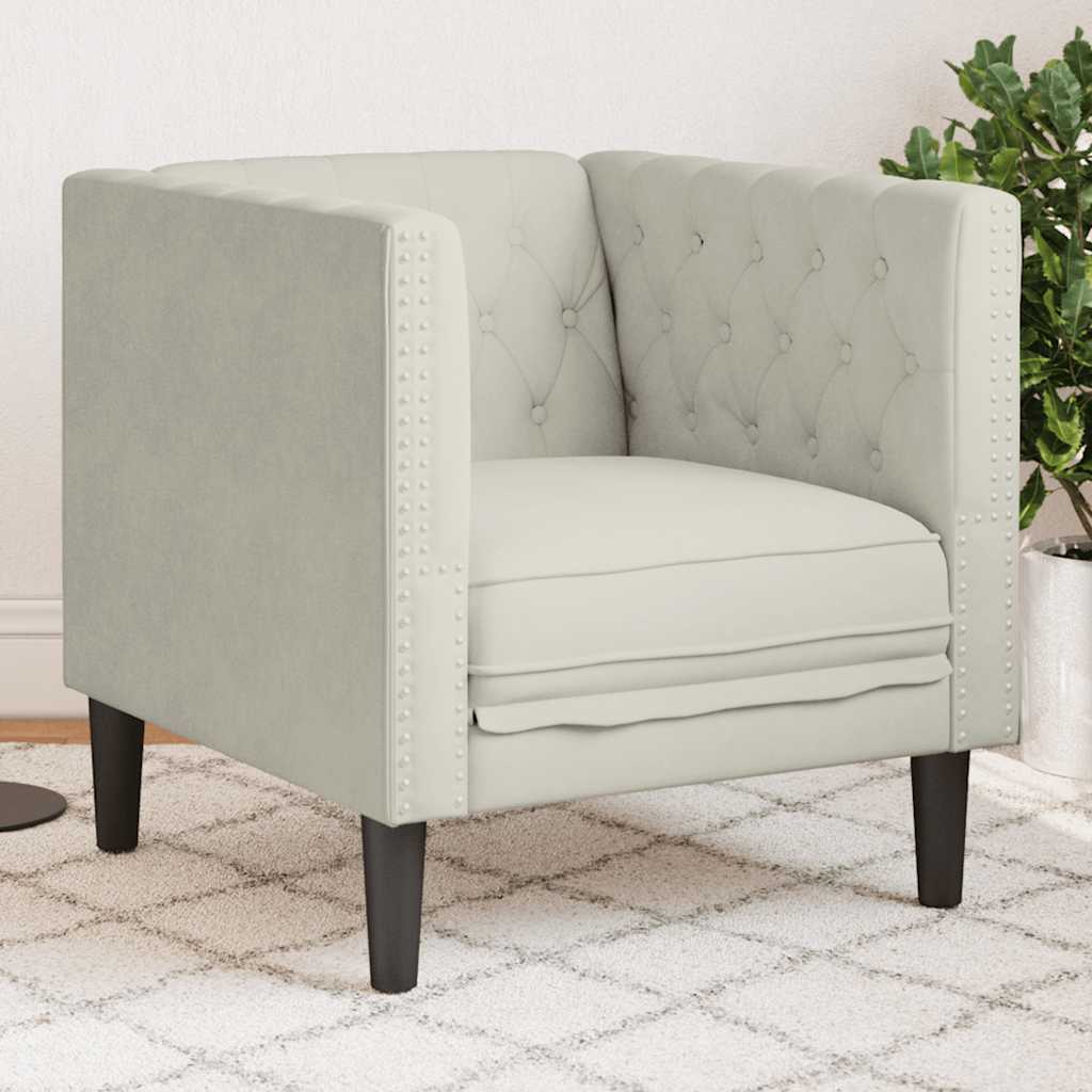 vidaXL Fauteuil Chesterfield-stijl fluweel lichtgrijs