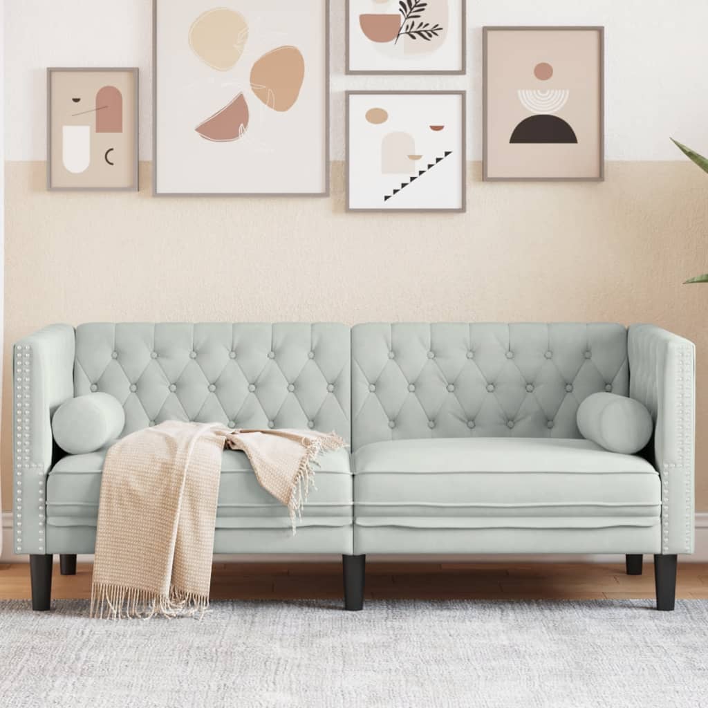 vidaXL Fauteuil Chesterfield-stijl fluweel lichtgrijs