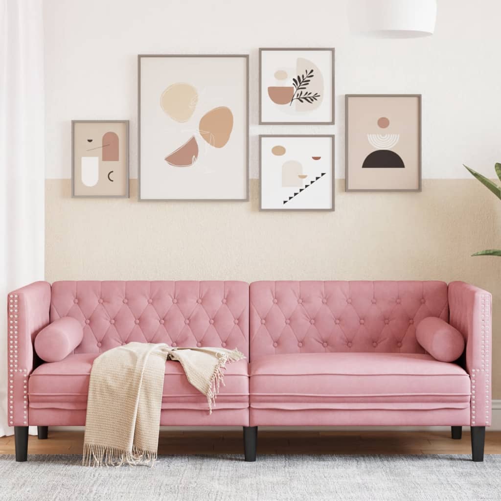 vidaXL Fauteuil Chesterfield-stijl fluweel lichtgrijs
