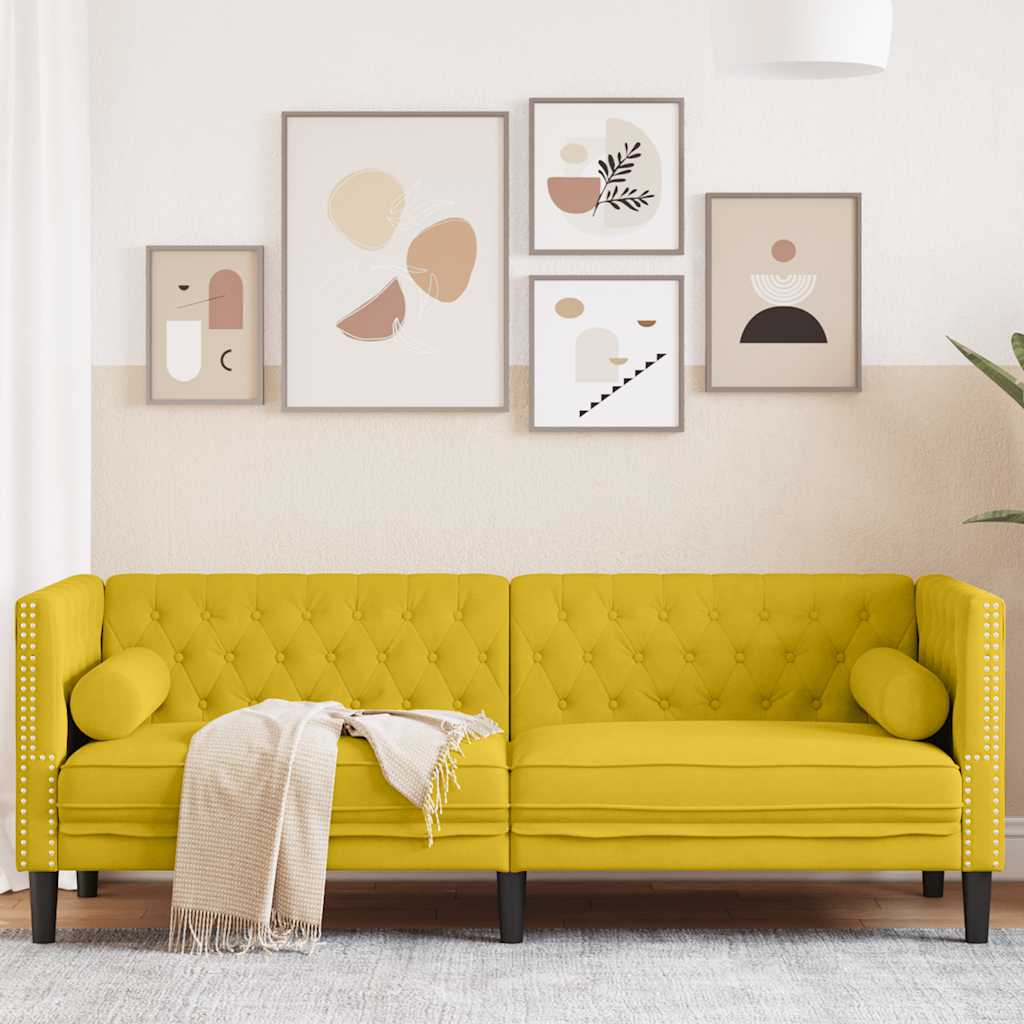 vidaXL Fauteuil Chesterfield-stijl fluweel lichtgrijs