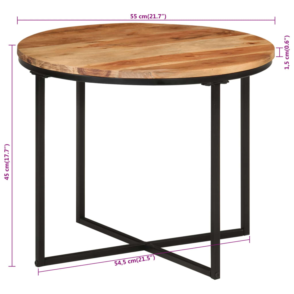 vidaXL Coffee table 45x45x35 cm solid acacia wood and iron