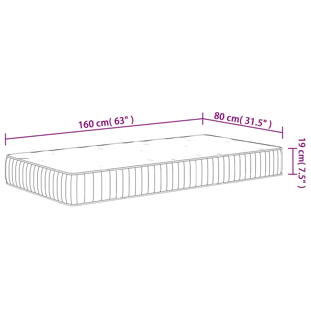 vidaXL Kids' Pocket Sprung Mattress Medium Firm 80x160 cm