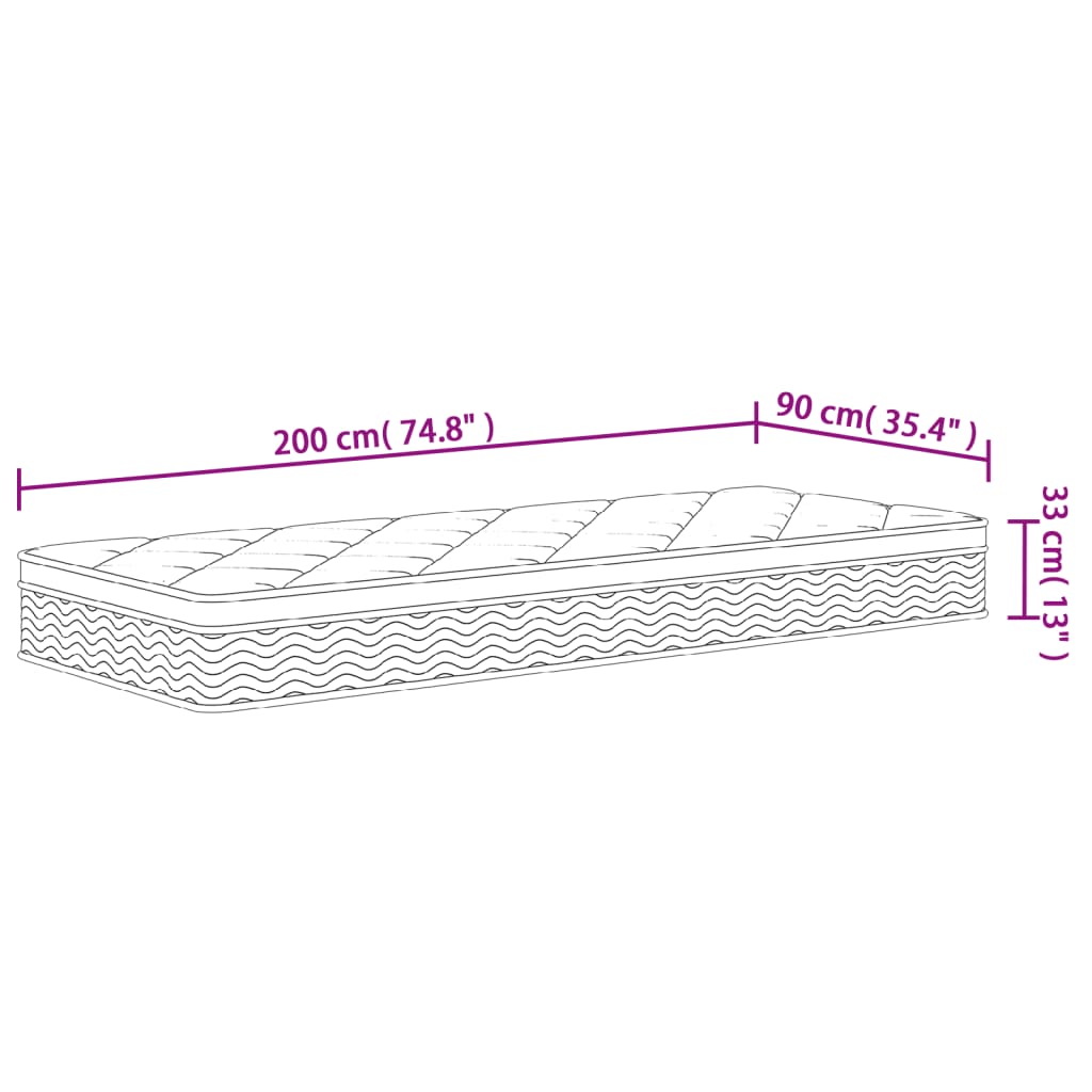 vidaXL Medium-firm Pocket Sprung Mattress 90x200 cm