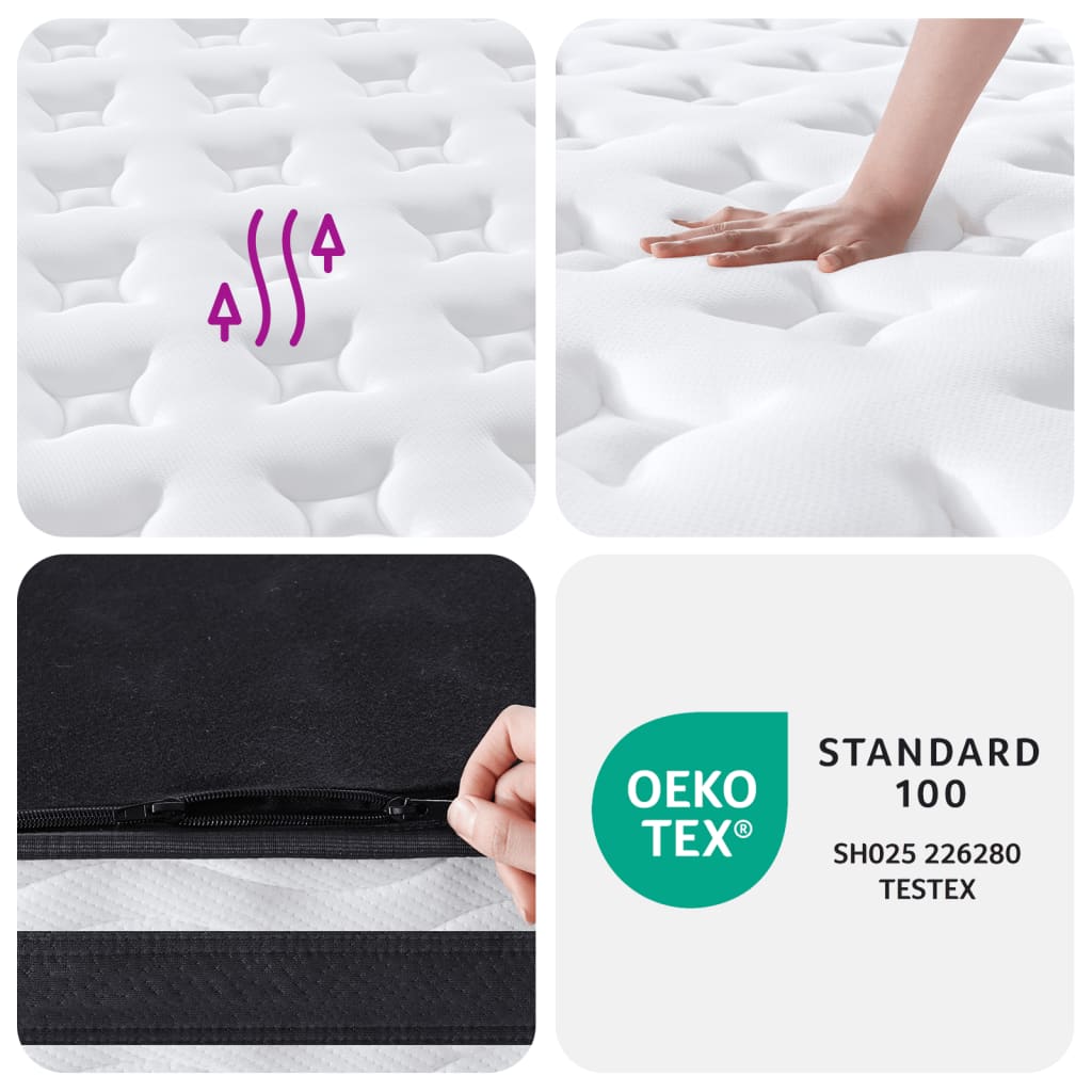 vidaXL Pocketveringmatras middelhard 180x200 cm