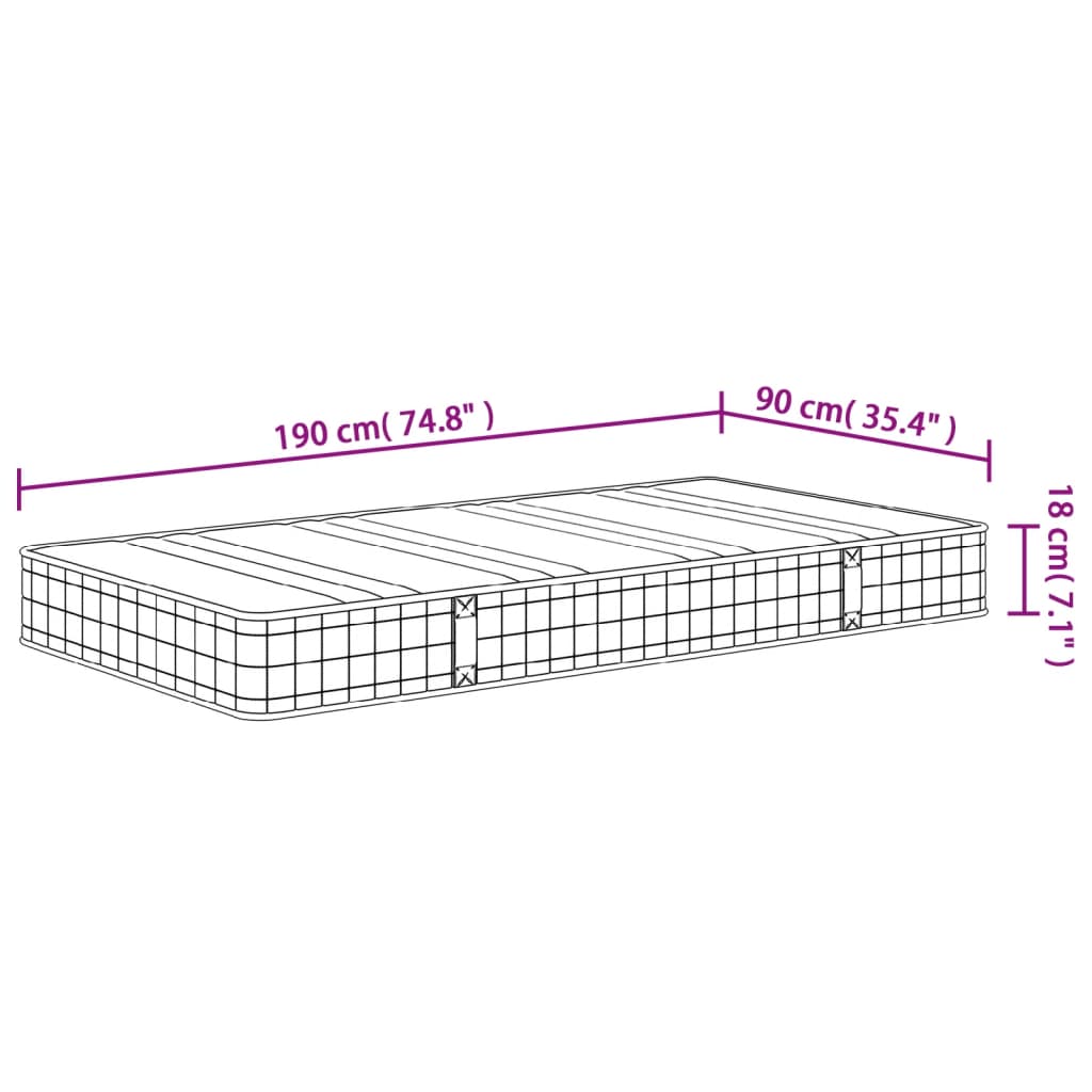 vidaXL Binnenveringmatras middelhard 120x200 cm