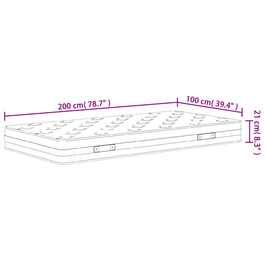 vidaXL Binnenveringmatras middelhard 120x200 cm