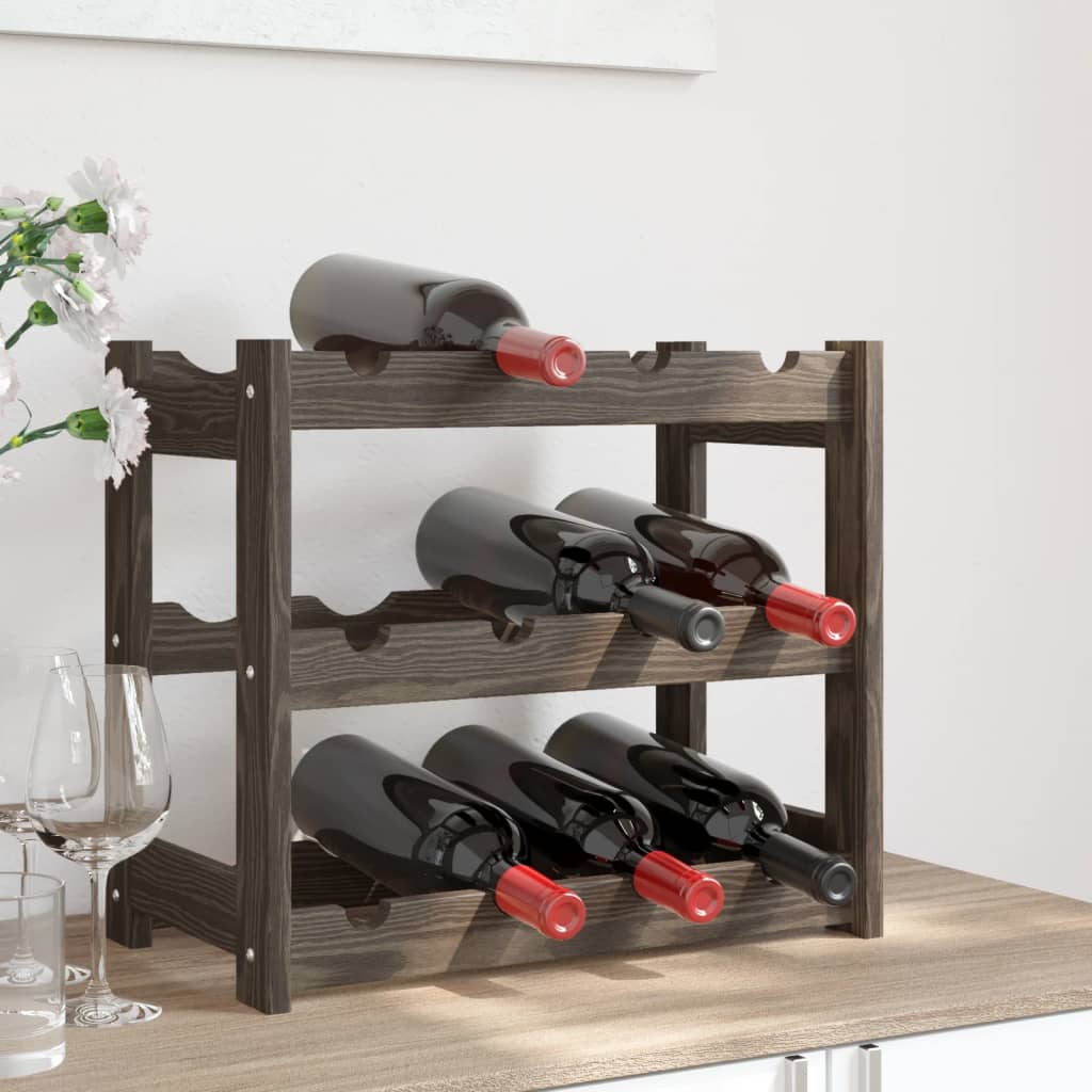 vidaXL Wine Rack for 12 Bottles Pine Wood