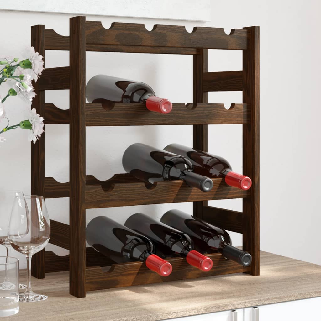 vidaXL Wine Rack for 12 Bottles Pine Wood