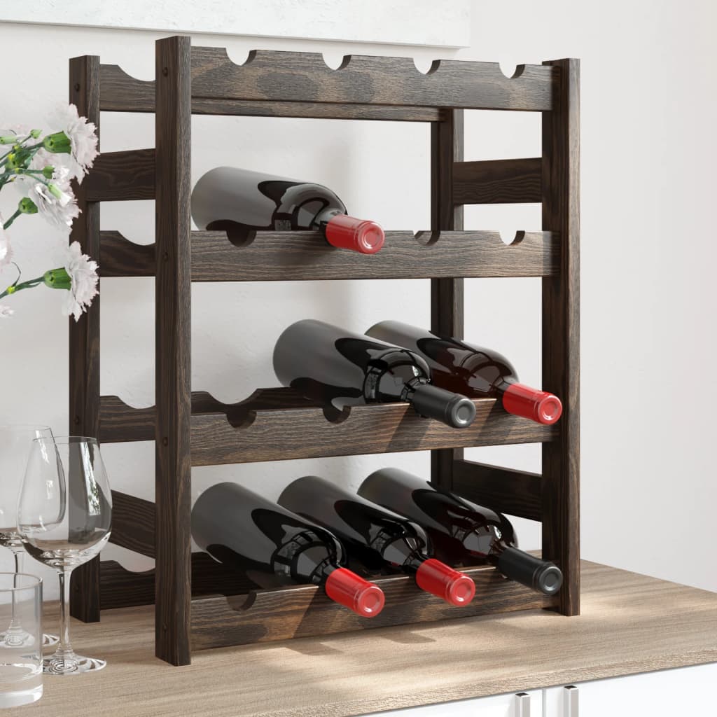 vidaXL Wine Rack for 12 Bottles Pine Wood