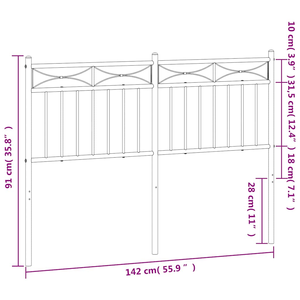 vidaXL Vervangend hoofdbord 75 cm metaal zwart