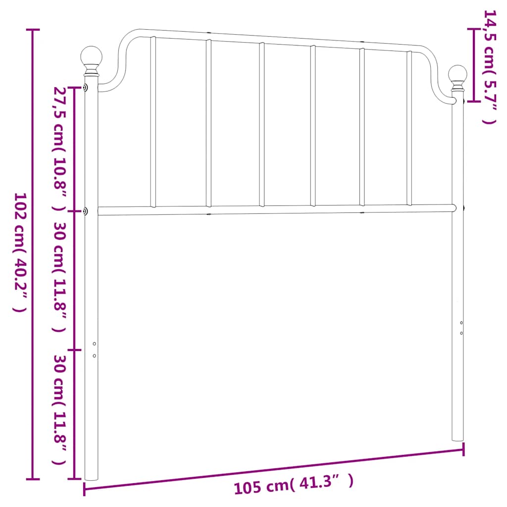 vidaXL Replacement Headboard 90 cm Metal Black