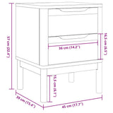 vidaXL Nachtkastje FLORO 45x39x57 cm massief grenenhout wasbruin