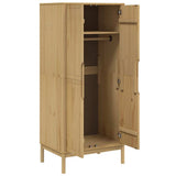 vidaXL Kledingkast FLORO 77x53x171 cm massief grenenhout wasbruin