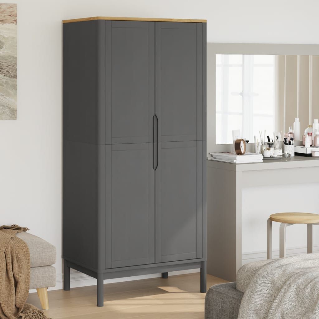 vidaXL Kledingkast FLORO 77x53x171 cm massief grenenhout wasbruin