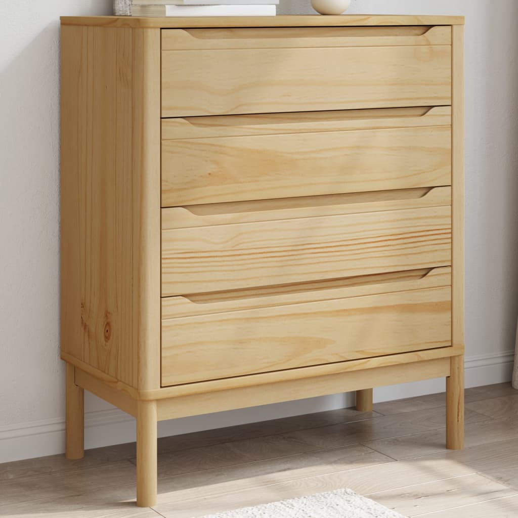 vidaXL Chest of Drawers FLORO Solid Pine Wash Brown