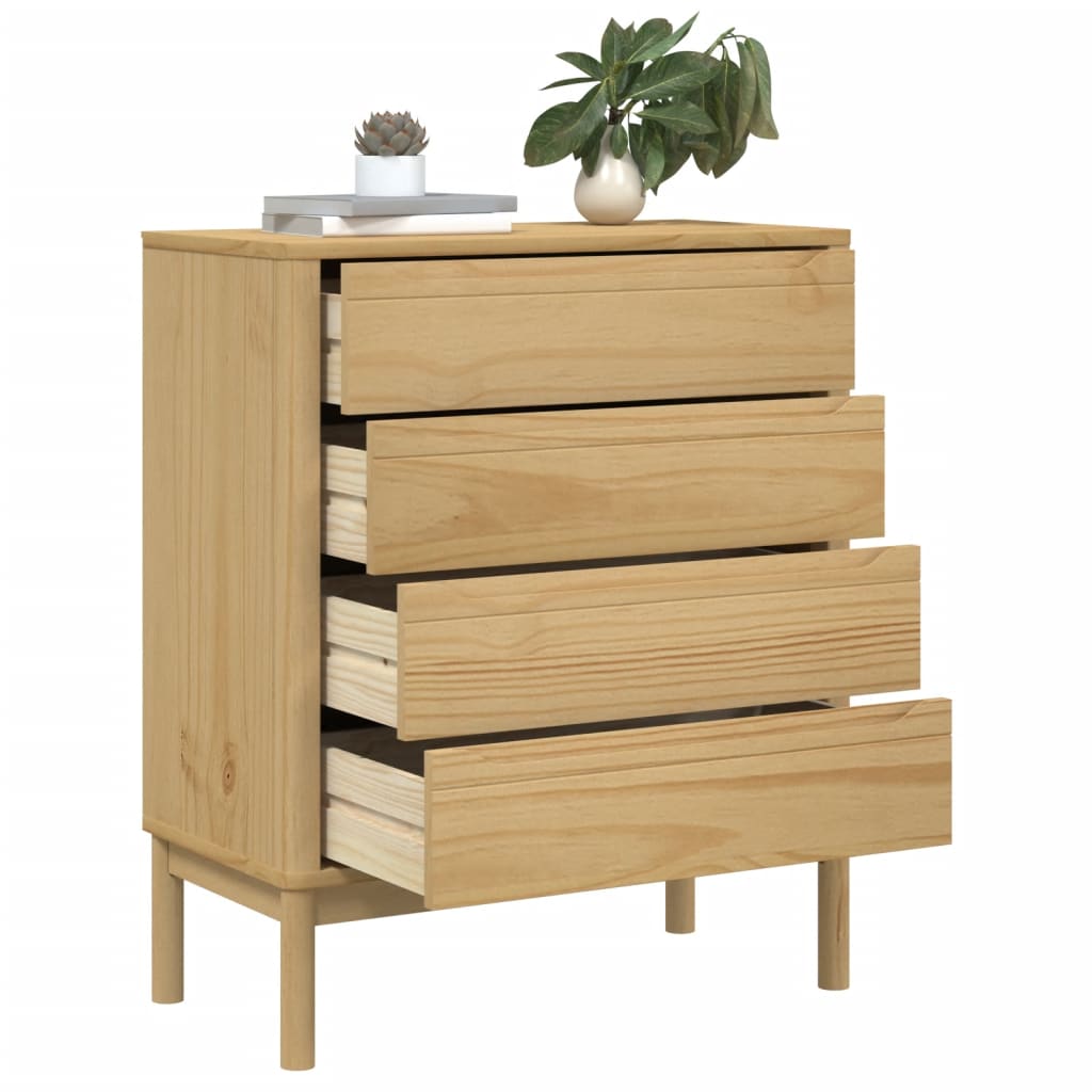 vidaXL Chest of Drawers FLORO Solid Pine Wash Brown