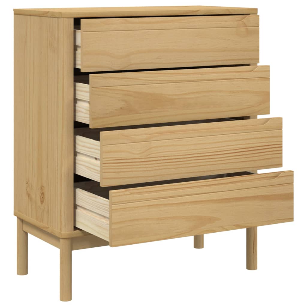 vidaXL Chest of Drawers FLORO Solid Pine Wash Brown