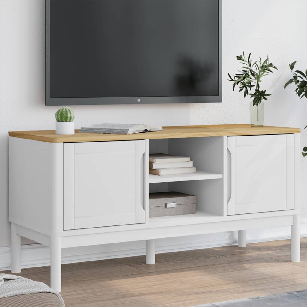 vidaXL Tv-meubel FLORO 114x43x55 cm massief grenenhout wasbruin