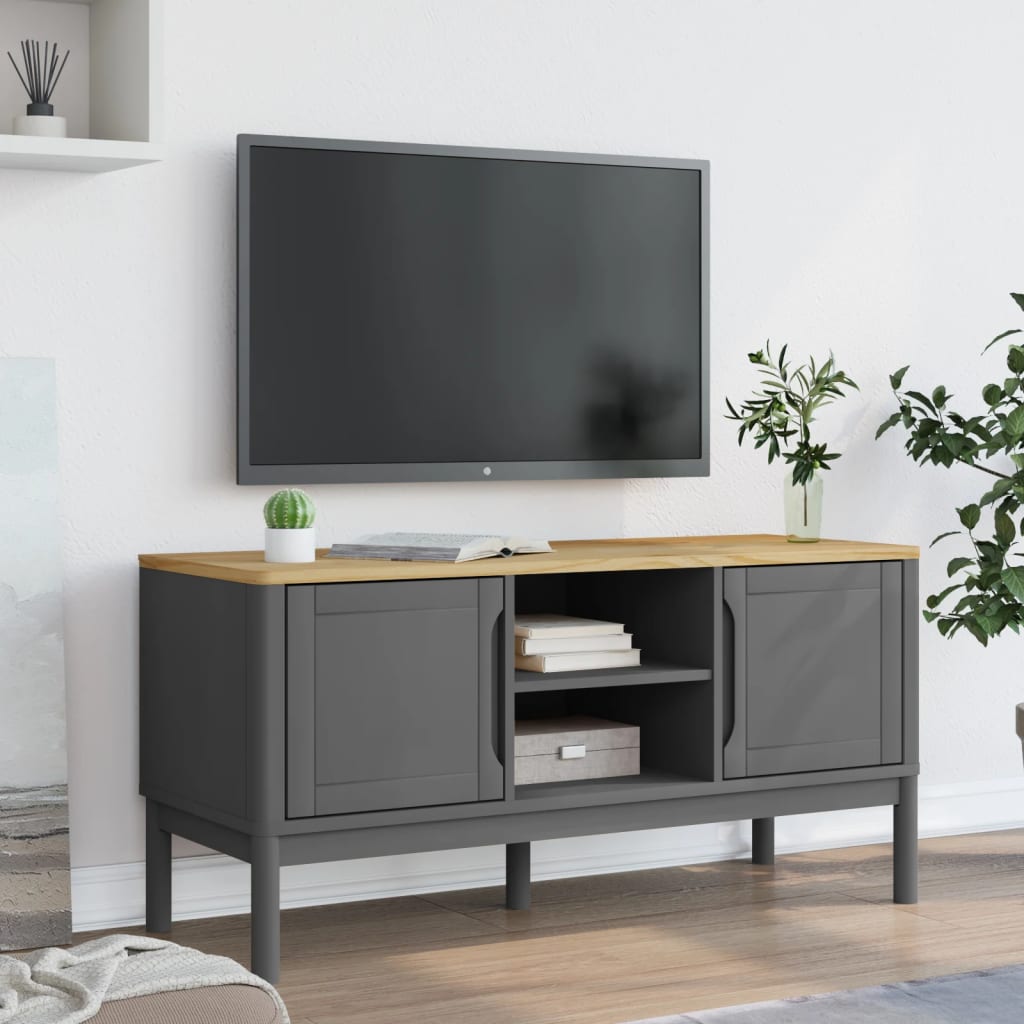 vidaXL Tv-meubel FLORO 114x43x55 cm massief grenenhout wasbruin